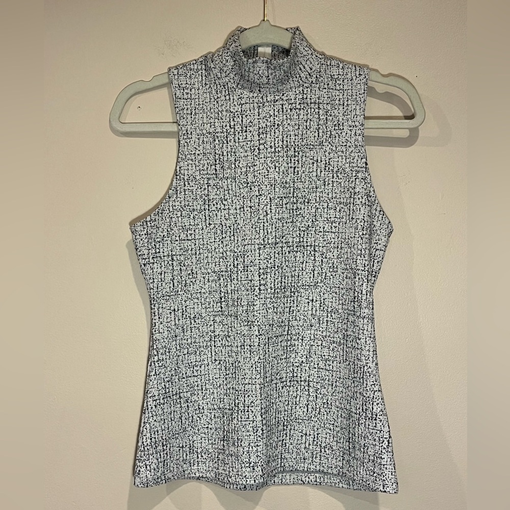 Express Textured Black and White turtle neck tank